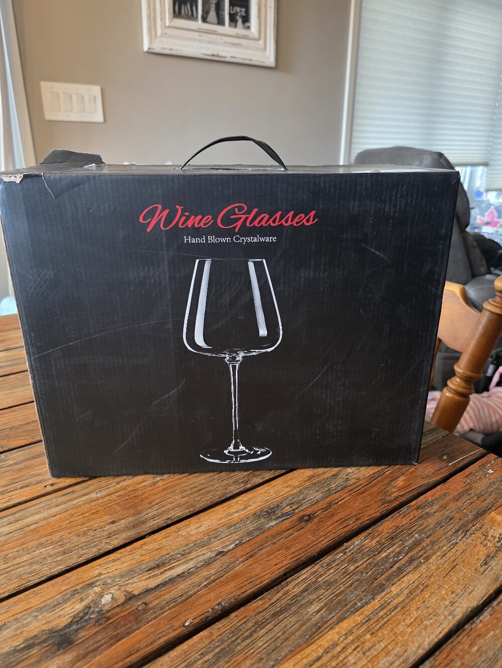 Wine Glasses Hand Blown Crystalware - Black Packaging